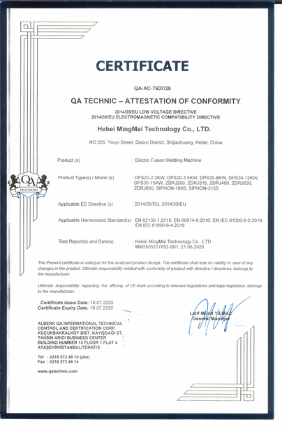 China Hebei Mingmai Technology Co.,Ltd zertifizierungen