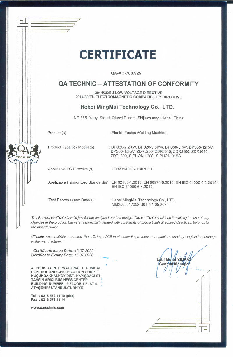 China Hebei Mingmai Technology Co.,Ltd Zertifizierungen